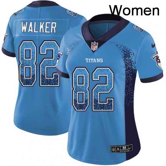 Womens Nike Tennessee Titans 82 Delanie Walker Limited Blue Rush Drift Fashion NFL Jersey